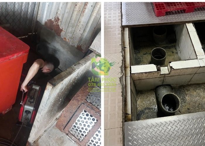 Hình ảnh thực tế triển khai dịch vụ thông cống nghẹt tại Quận 5 của đơn vị uy tín Tâm Phúc