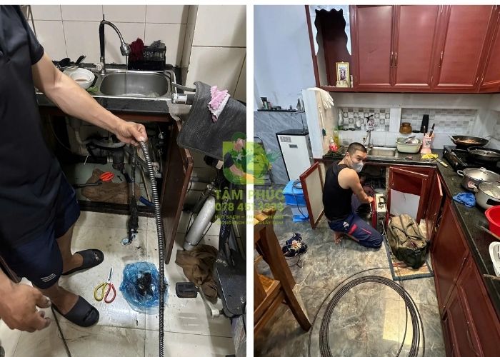 Hình ảnh thực tế triển khai dịch vụ thông cống nghẹt tại Quận Phú Nhuận của Môi Trường Tâm Phúc