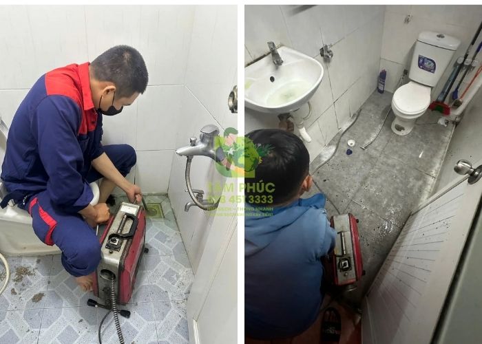 Hình ảnh thực tế triển khai dịch vụ thông cống nghẹt tại Quận Phú Nhuận của Môi Trường Tâm Phúc